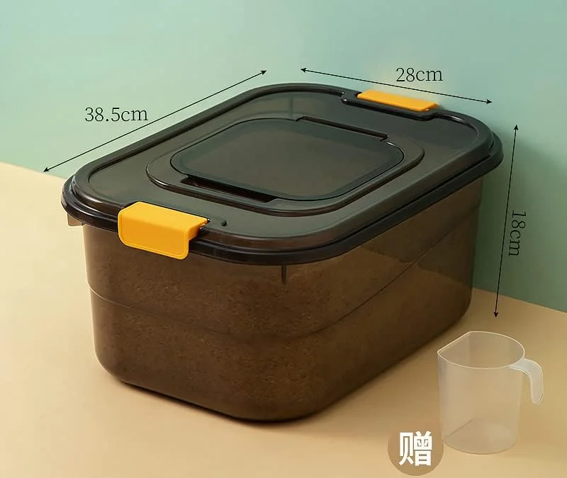 ست ظروف نگهداری مواد غذایی پرمیفی 2 عددی (7.5 کیلوگرم و 12.5 کیلوگرم) - ظرف نگهداری برنج مشکی شفاف با درب، جعبه نگهداری غلات بزرگ پلاستیکی بدون BPA، ظرف آرد چند منظوره آشپزخانه