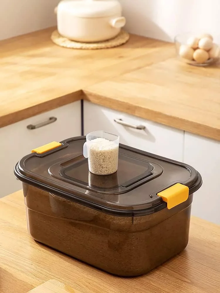 ست ظروف نگهداری مواد غذایی پرمیفی 2 عددی (7.5 کیلوگرم و 12.5 کیلوگرم) - ظرف نگهداری برنج مشکی شفاف با درب، جعبه نگهداری غلات بزرگ پلاستیکی بدون BPA، ظرف آرد چند منظوره آشپزخانه