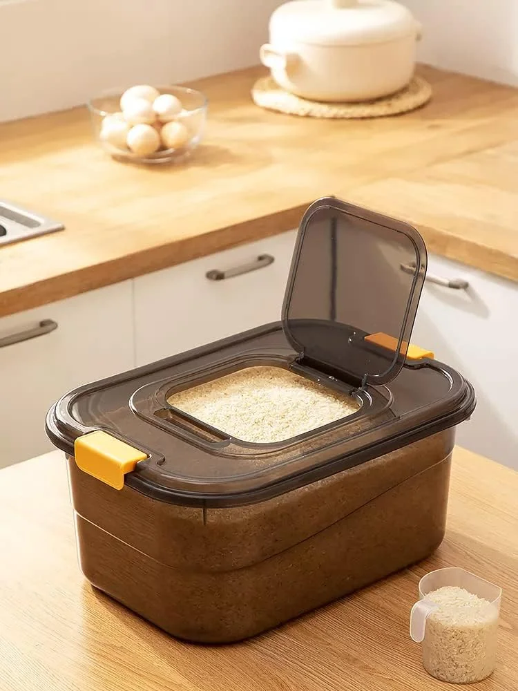 ست ظروف نگهداری مواد غذایی پرمیفی 2 عددی (7.5 کیلوگرم و 12.5 کیلوگرم) - ظرف نگهداری برنج مشکی شفاف با درب، جعبه نگهداری غلات بزرگ پلاستیکی بدون BPA، ظرف آرد چند منظوره آشپزخانه