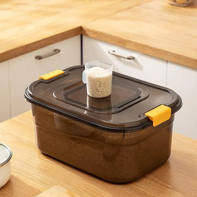 ست ظروف نگهداری مواد غذایی پرمیفی 2 عددی (7.5 کیلوگرم و 12.5 کیلوگرم) - ظرف نگهداری برنج مشکی شفاف با درب، جعبه نگهداری غلات بزرگ پلاستیکی بدون BPA، ظرف آرد چند منظوره آشپزخانه