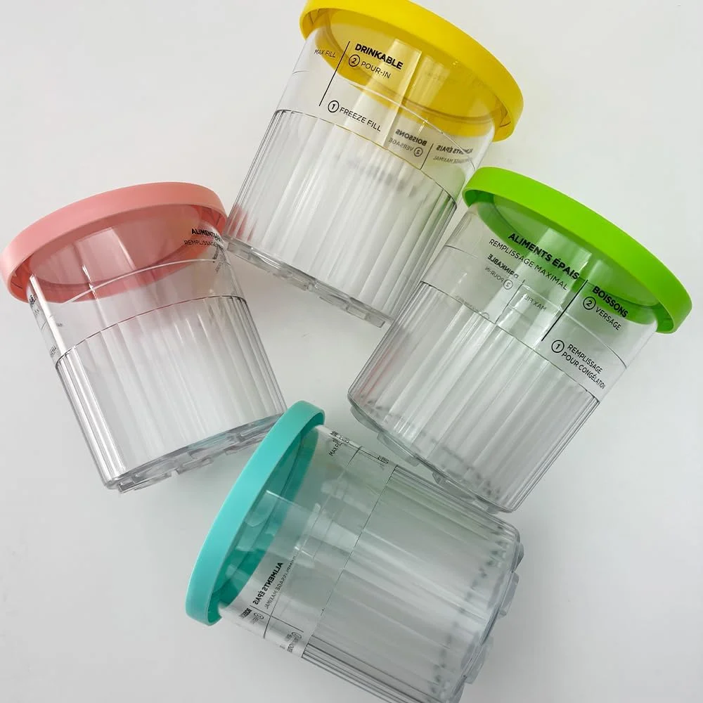 مجموعه 4 عددی ظروف AUMUA برای دستگاه بستنی ساز و نوشیدنی یخ زده Ninja NC501EU NC502EU CREAMi Deluxe، ظرف جایگزین بستنی ساز CREAMi با درب، بدون BPA و قابل شستشو در ماشین ظرفشویی