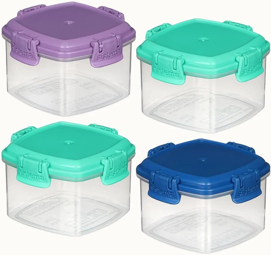 ست 4 تایی ظروف کوچک درب دار سیستما مدل Mini Knick Knack TO GO، سبز، آبی و بنفش - 4 عدد 62 میلی لیتری