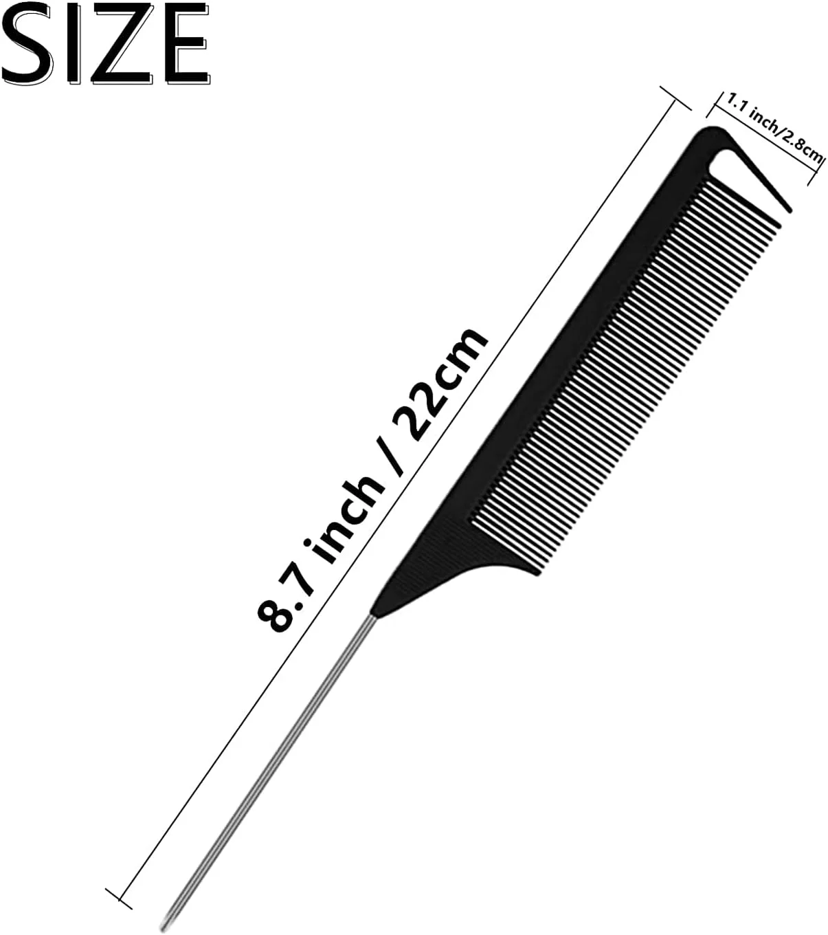 شانه تقسیم مو Virtue morals، 32 عدد شانه دم موشی فیبر کربن، شانه دم باریک استیل ضد زنگ، شانه آرایشگری مقاوم در برابر حرارت و ضد الکتریسیته ساکن برای بافتن مو، کوتاه کردن مو، ابزارهای حالت دهی مو