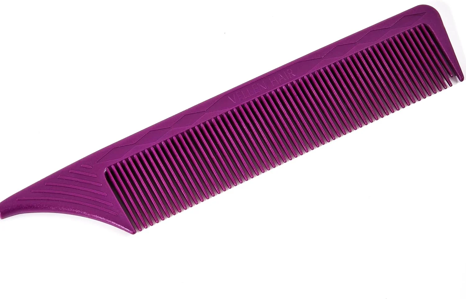 شانه دم موشی حرفه ای 9 اینچی Vellen Hair برای آرایشگران، ساخته شده از مواد PEI مقاوم در برابر حرارت 430 درجه فارنهایت و ضد الکتریسیته ساکن، شانه دم باریک با استیل ضد زنگ بلند - بسته 3 عددی (بنفش)