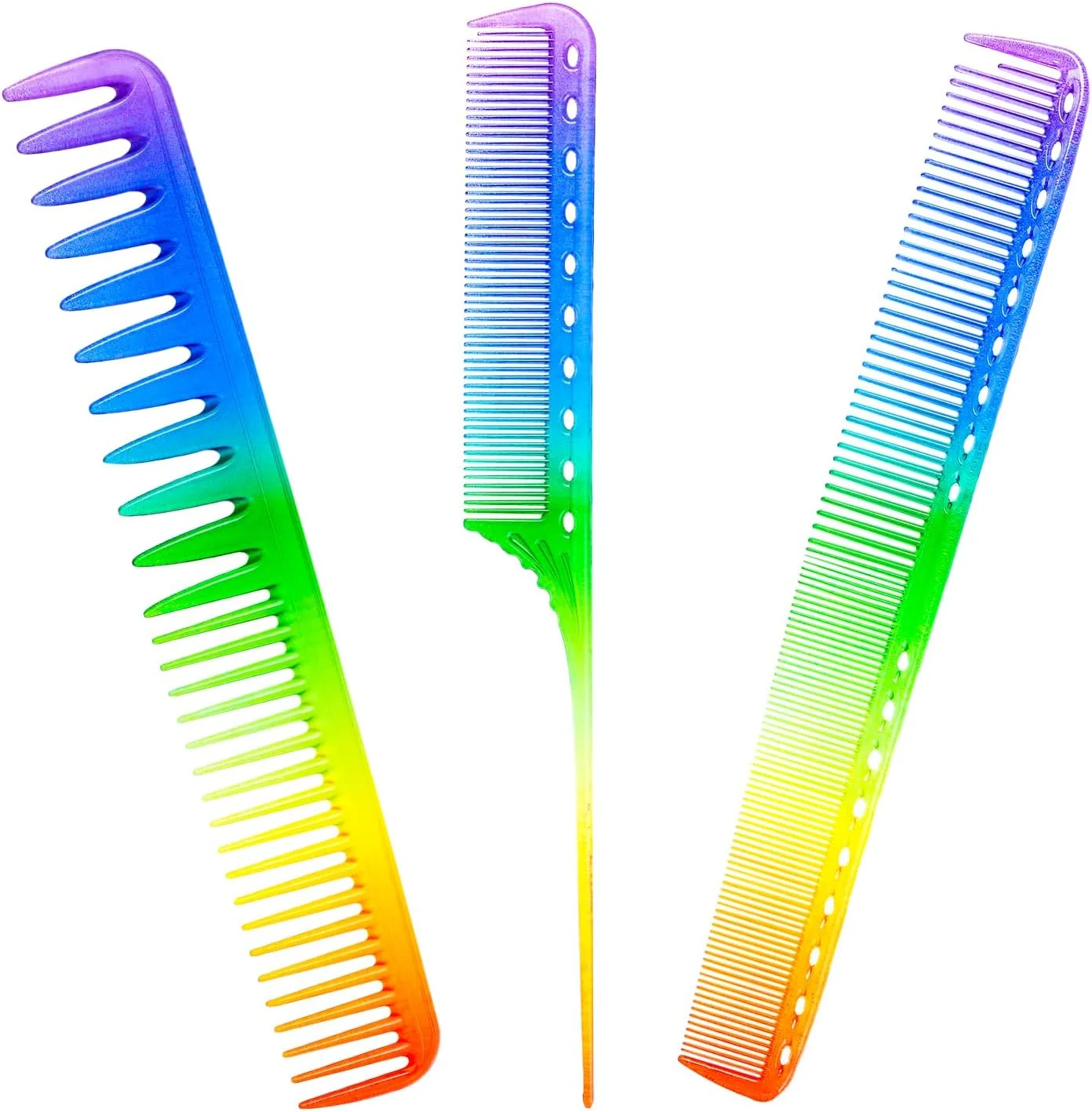 YUXIANLB 3 عدد شانه اصلاح ظریف، شانه‌های موی رنگارنگ، شانه پلاستیکی ظریف برای حالت دادن مو، شانه آرایشگری سالنی ضد الکتریسیته ساکن و مقاوم در برابر حرارت، شانه مو با دندانه‌های ظریف برای موهای فر و صاف زنانه