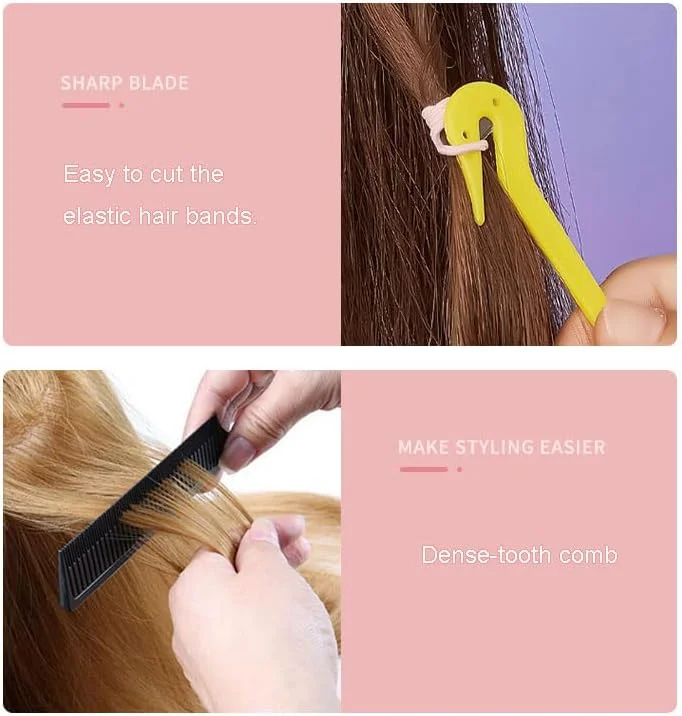 ست ابزار حالت دهی مو زالاتی شامل 4 قطعه (1 عدد شانه دم موشی، 2 عدد ابزار بافت مو فرانسوی و 1 عدد برش دهنده کش مو) برای آرایش مو