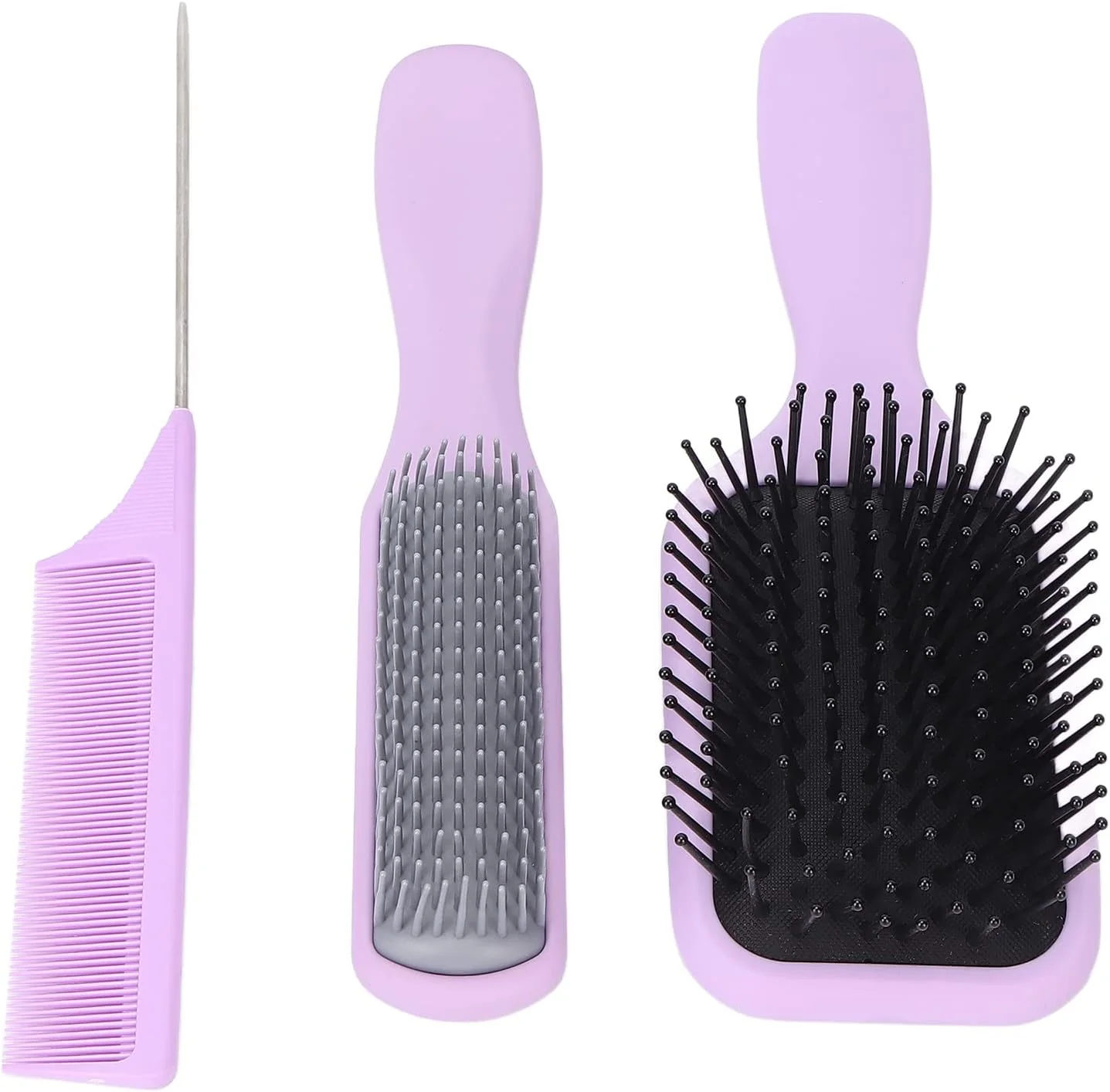 ست شانه مو Yuye، برس باز کننده گره مو حرفه ای برای موهای خیس و خشک، 3 عدد شانه دم موشی با مقاومت حرارتی بالا برای مردان و زنان برای موهای نازک و مجعد (بنفش، جعبه دار)