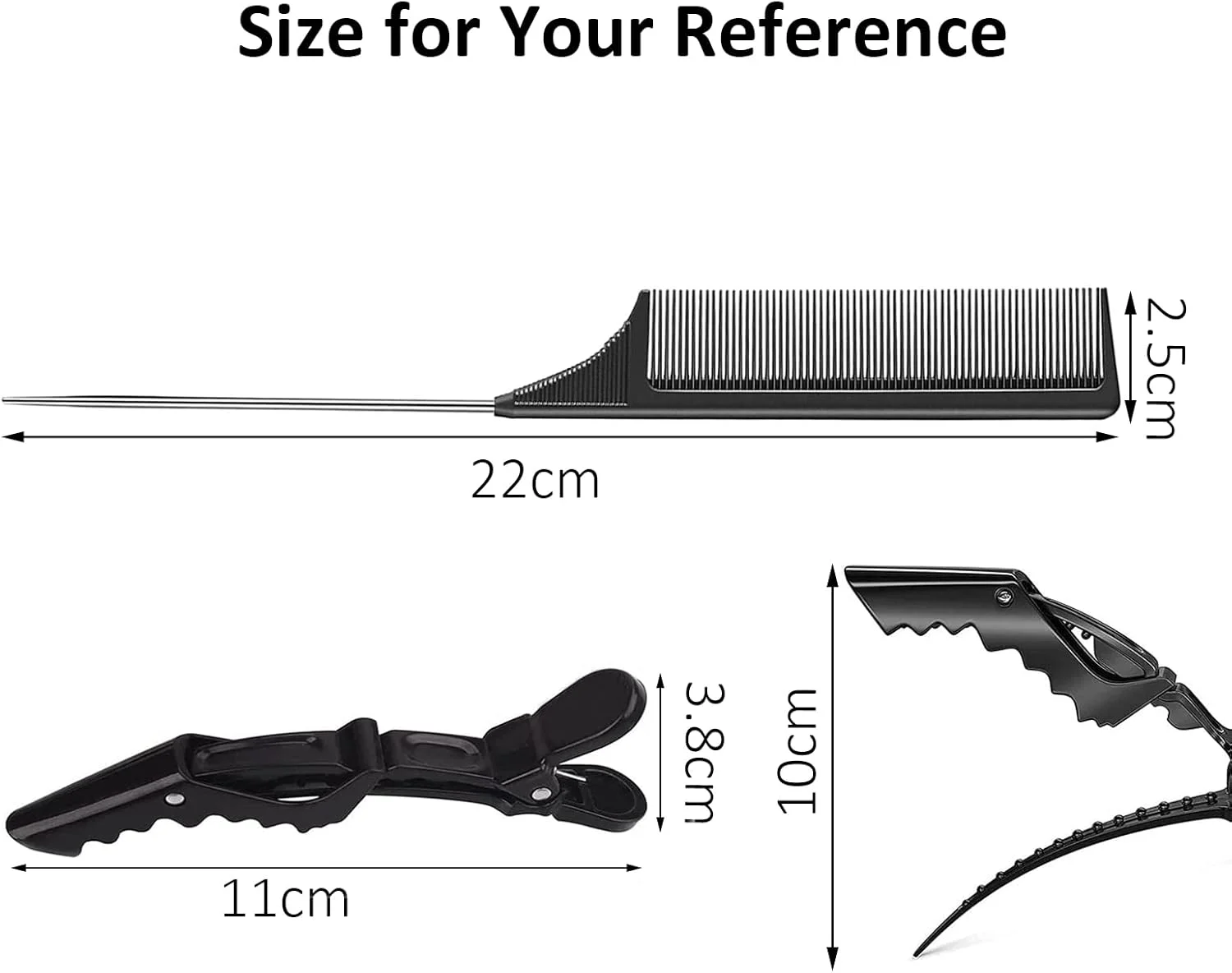 گیره تقسیم مو زروکیوی، 5 عدد گیره مو و 1 عدد شانه دم موشی آنتی استاتیک، گیره های مو برای آرایش موی زنانه و دخترانه، ابزار آرایشگاهی