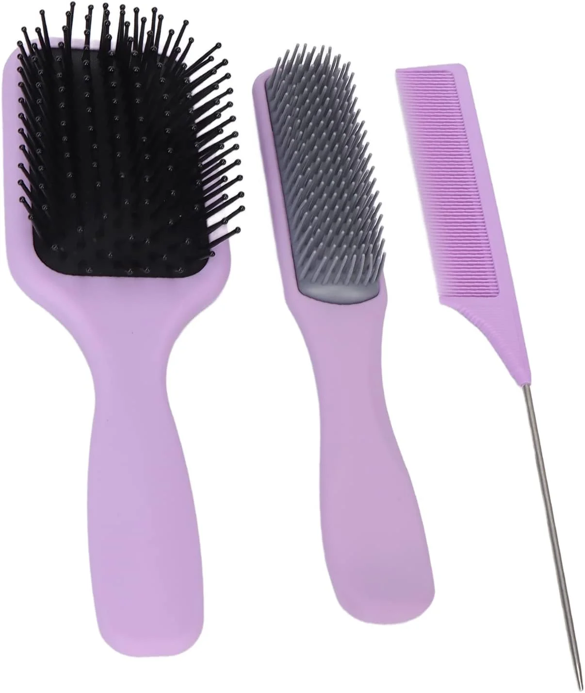 ست شانه مو Yuye، برس باز کننده گره مو حرفه ای برای موهای خیس و خشک، 3 عدد شانه دم موشی با مقاومت حرارتی بالا برای مردان و زنان برای موهای نازک و مجعد (بنفش، جعبه دار)