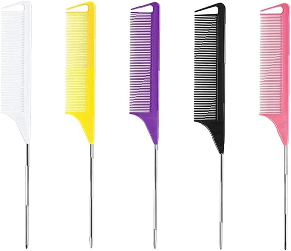 ZJCQA شانه، شانه های جداکننده مو دم موشی نوک تیز مقاوم در برابر حرارت مشکی برای رنگ کردن مو شانه زدن معکوس 12 عددی