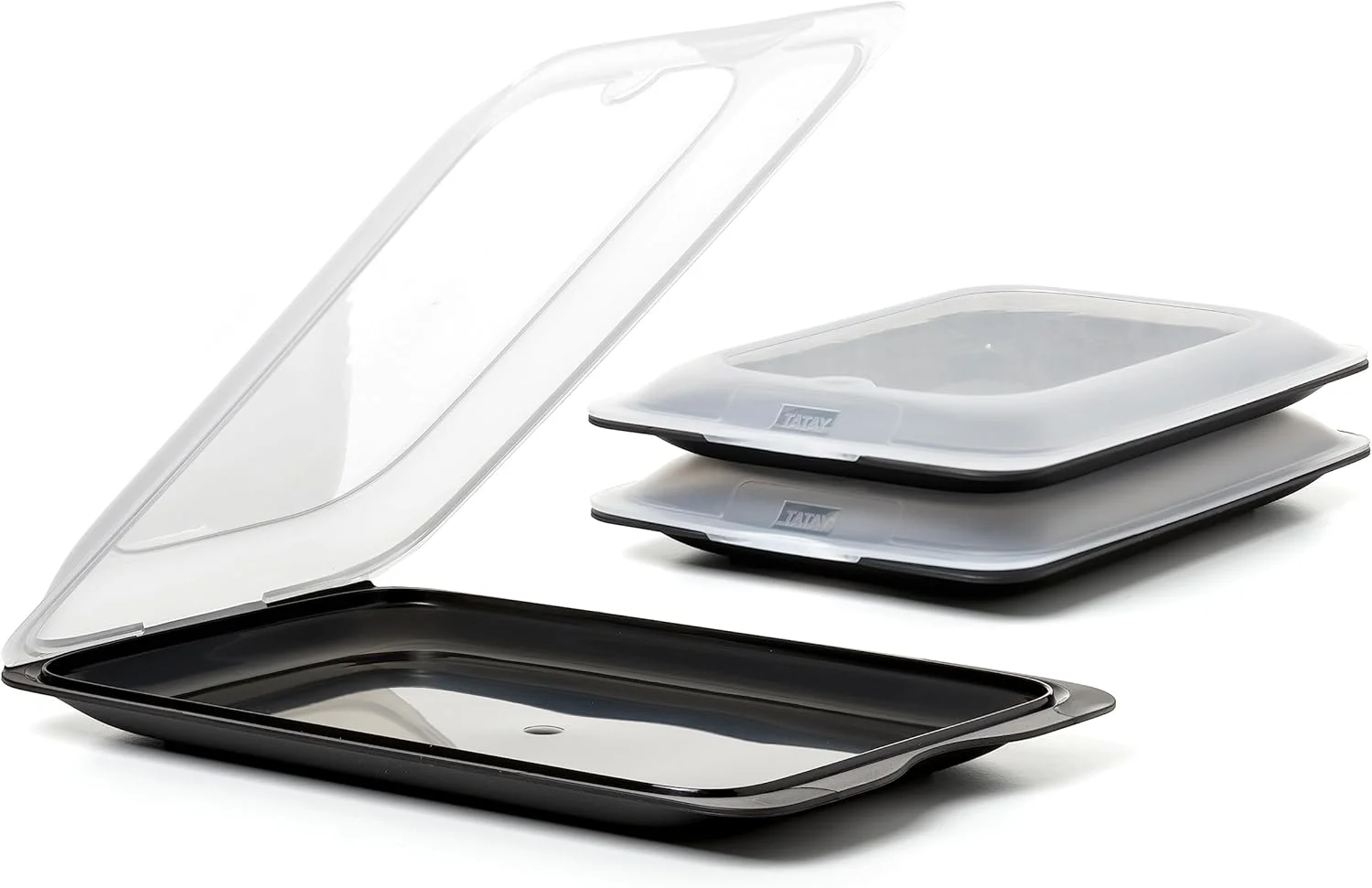 ست ۳ تکه ظرف نگهداری گوشت و کالباس تاتای، بدون BPA، قابل استفاده مجدد، قابل چیدن روی هم، قابل شستشو در ماشین ظرفشویی و استفاده در مایکروویو، ابعاد ۱۷ سانتی متر × ۳.۲ سانتی متر × ۲۵.۲ سانتی متر