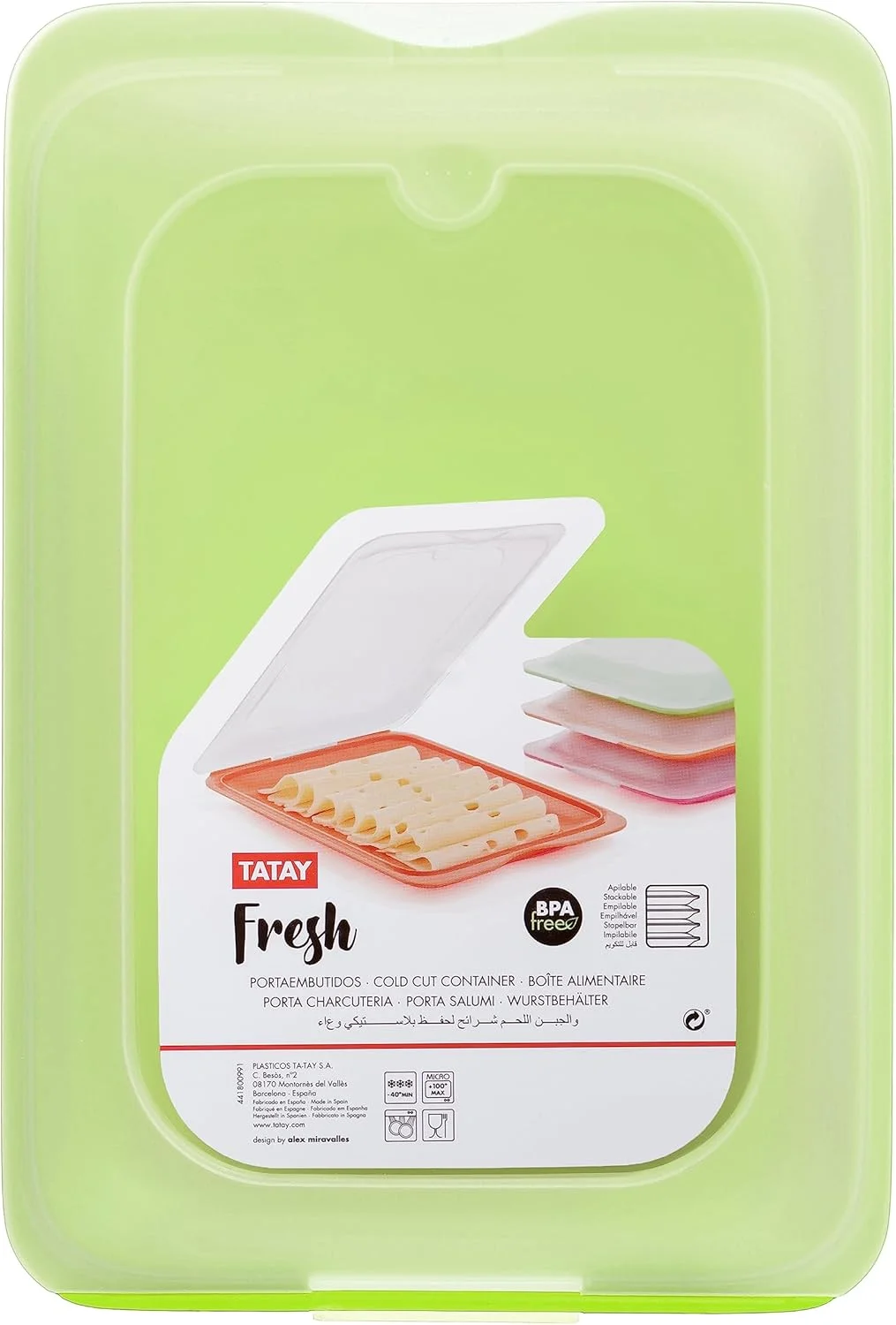 ست ۳تایی ظروف نگهداری گوشت سرد تاتای با درب، بدون BPA، قابل استفاده مجدد، قابل چیدن روی هم، قابل شستشو در ماشین ظرفشویی و استفاده در مایکروویو، رنگ لیمویی. ابعاد ۱۷ x ۳,۲ x ۲۵,۲ سانتی متر