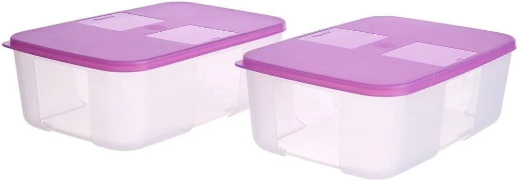 ست دو عددی فریزر میت بزرگ تاپرور، مناسب برای فریزر و یخچال. به دلیل شکل خاص خود فضای کمتری را در یخچال یا فریزر اشغال می کند. انجماد و یخ زدایی سریعتر و کارآمدتر به دلیل جریان هوای شش طرفه منحصر به فرد. صرفه جویی در فضا در فریزر. دارای درب های معروف و آب بندی شده تاپرور با زبانه برای برداشتن آسان و حفظ تازگی.