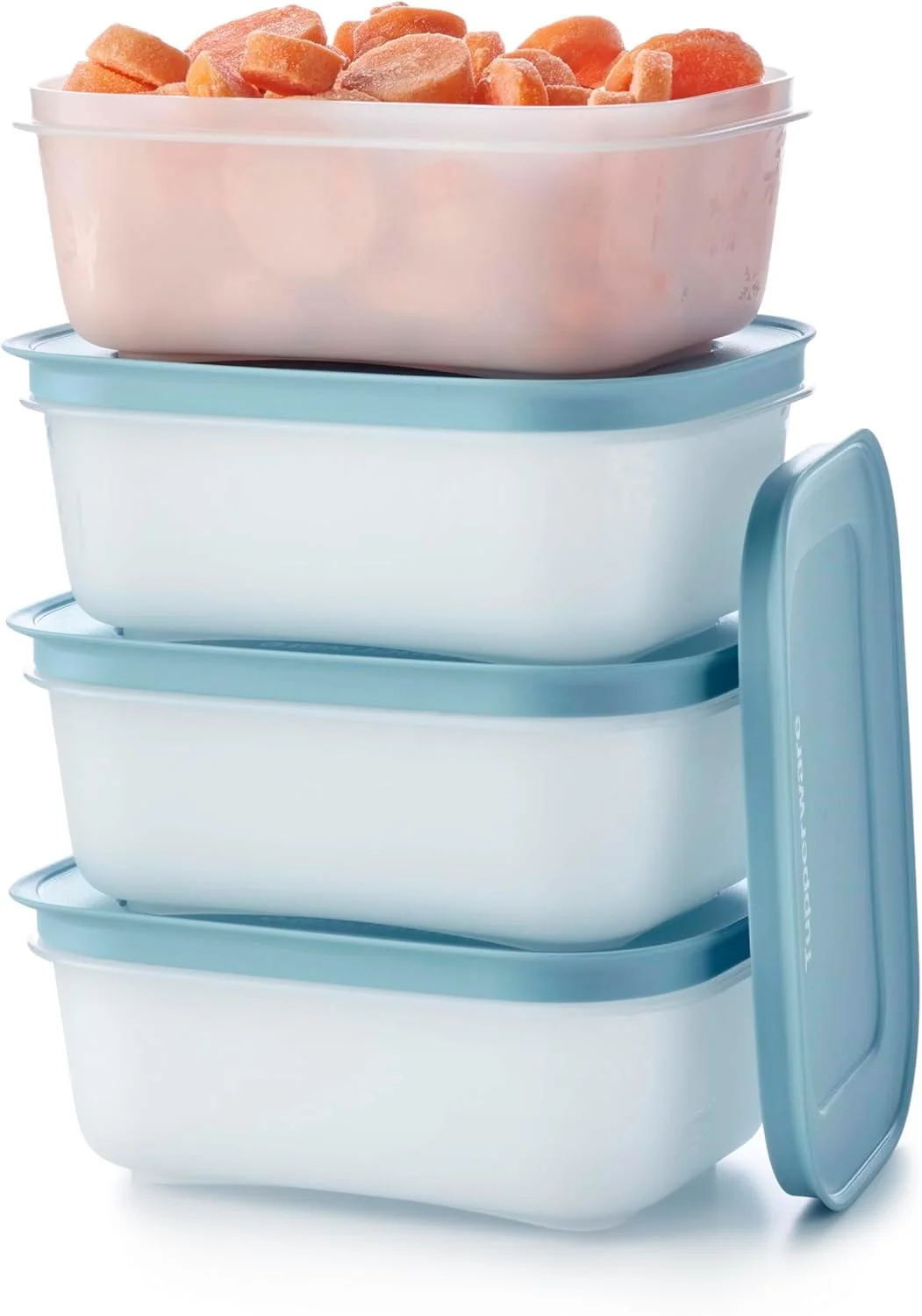 ست ۴ تکه ظرف فریزری کم عمق تاپرویر Essentials - ۴۵۰ میلی لیتر - نگهداری مواد غذایی - چیدمان و سازماندهی آسان - بادوام و قابل استفاده مجدد - درب ضد هوا - عالی برای باقیمانده غذا و کاهش ضایعات