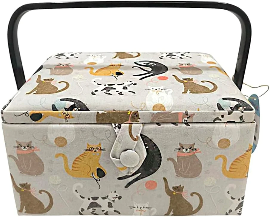 جعبه خیاطی چوبی متوسط JYC CREATIVE با روکش پارچه ای، 8 محفظه، جعبه سازمان دهنده با محفظه سوزن، جعبه نگهداری با دسته و سینی (خیاطی، متوسط) جعبه خیاطی چوبی متوسط JYC CREATIVE با روکش پارچه ای، 8 محفظه، جعبه سازمان دهنده با محفظه سوزن، جعبه نگهداری با دسته و سینی (خیاطی، متوسط)