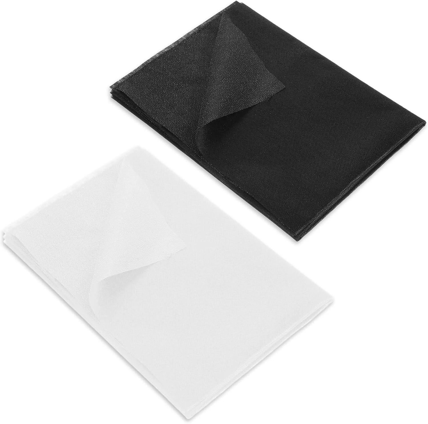 کالیونه 2 متر پشم اتو، 100 x 100 سانتی متر، درج اتویی، سبک وزن، یک طرفه، 30 گرم در متر مربع، پارچه نبافته برای اتو کردن پلیسه، صنایع دستی خیاطی، لباس تقویت شده (سیاه سفید)