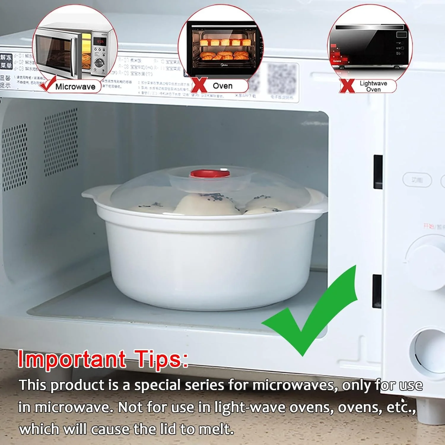 NALACAL ست 3 عددی کاسه ایمن برای مایکروویو با درب، ظروف پخت و پز بدون BPA، ظرف گرم کننده مایکروویو، کاسه نودل، کاسه گرم کننده سوپ، قابل شستشو در ماشین ظرفشویی و ایمن برای مایکروویو، لوازم ضروری خوابگاه دانشجویی برای پسران و دختران