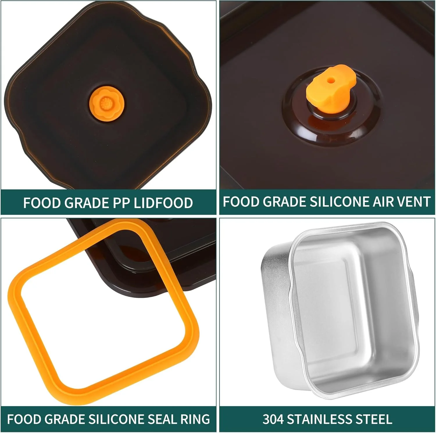 ظروف نگهداری غذا با درب های نیمه شفاف، ظروف استیل کوچک جعبه ناهار، ست سبک و آسان 450 میلی لیتری ضد نشت با دریچه هوا برای افراد، نگهداری در آشپزخانه (450 میلی لیتر * 3)