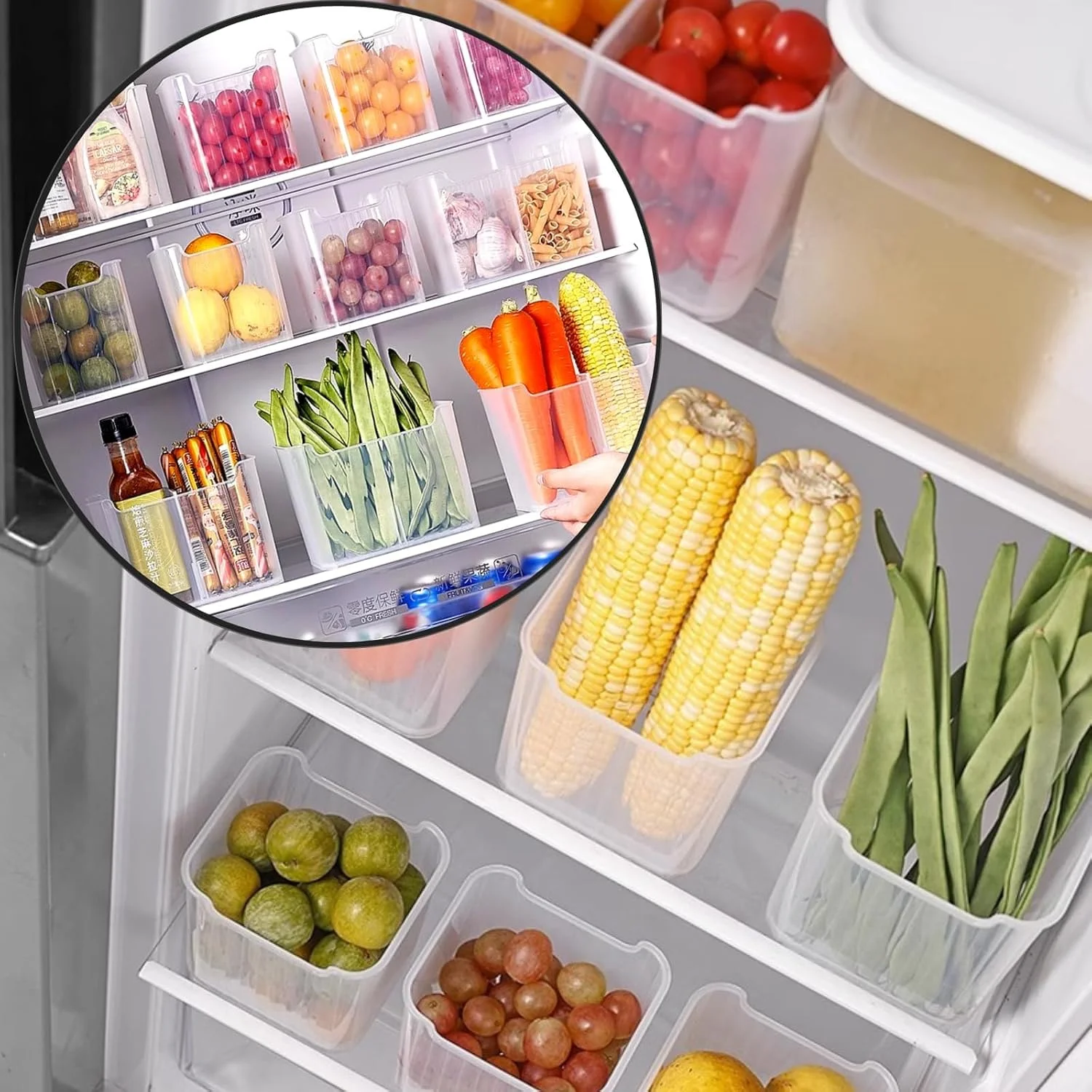 ست 3 عددی سطل های یخچال و فریزر Bukela، ظروف پلاستیکی متوسط ​​برای نگهداری مواد غذایی، نگهدارنده نوشیدنی و سازمان دهنده انبار - فضای درب یخچال و وسایل ضروری آشپزخانه (سطل یخچال شفاف)