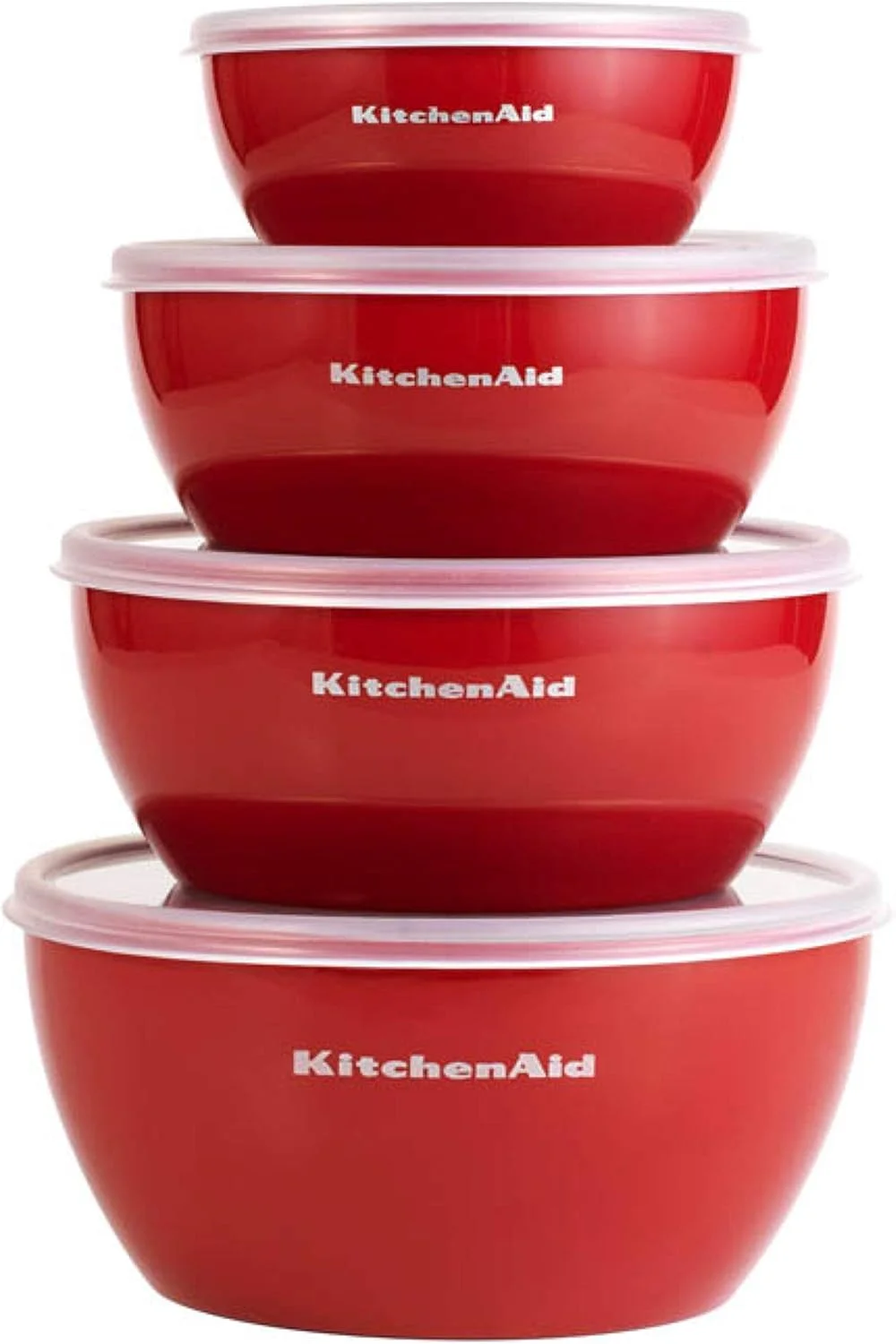 کاسه های آماده سازی کلاسیک KitchenAid با درب، ست 4 عددی، قرمز امپایر