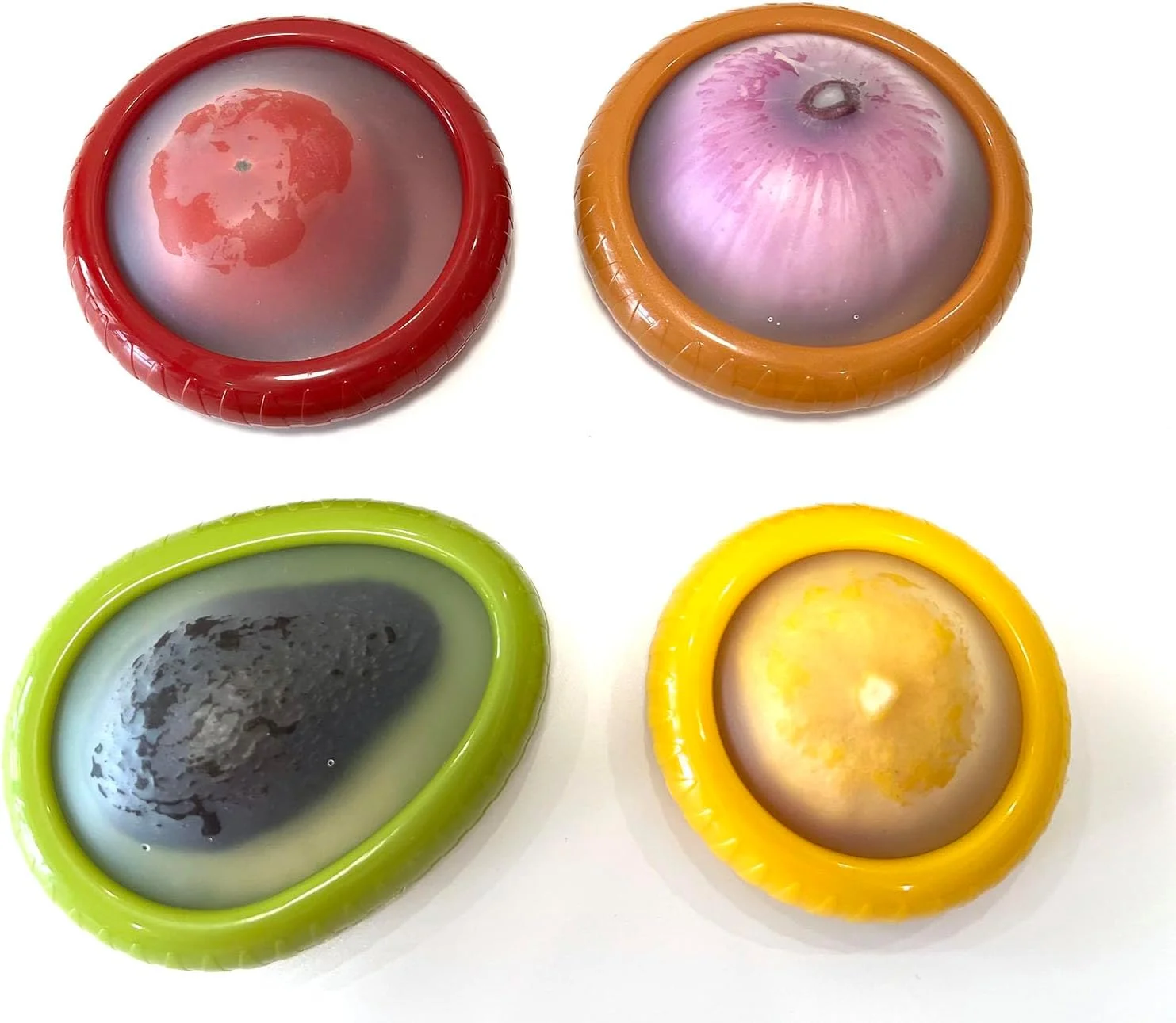 ست 4 عددی ظروف سیلیکونی نگهداری میوه و سبزیجات هالتیولی برای یخچال، ظرف نگهداری پیاز، نگهدارنده آووکادو، محافظ گوجه فرنگی و نگهدارنده لیمو