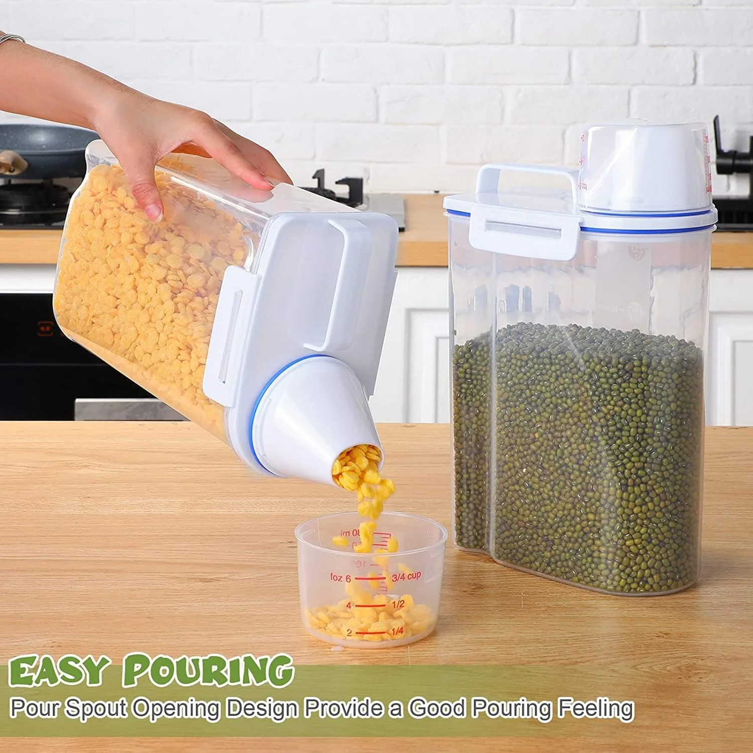 ظرف نگهداری برنج TYCOM، شامل 4 عدد ظرف غلات با پیمانه اندازه گیری، ظروف پلاستیکی درب دار، ظرف نگهداری برنج آشپزخانه، ظرف نگهداری مواد غذایی 2.7 لیتری (آبی) ظرف نگهداری برنج TYCOM، شامل 4 عدد ظرف غلات با پیمانه اندازه گیری، ظروف پلاستیکی درب دار، ظرف نگهداری برنج آشپزخانه، ظرف نگهداری مواد غذایی 2.7 لیتری (آبی)