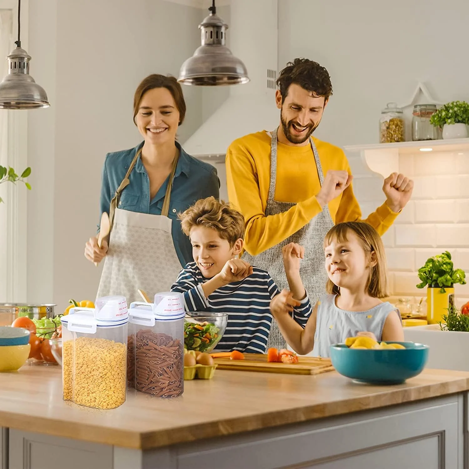 ظرف نگهداری برنج TYCOM، شامل 4 عدد ظرف غلات با پیمانه اندازه گیری، ظروف پلاستیکی درب دار، ظرف نگهداری برنج آشپزخانه، ظرف نگهداری مواد غذایی 2.7 لیتری (آبی) ظرف نگهداری برنج TYCOM، شامل 4 عدد ظرف غلات با پیمانه اندازه گیری، ظروف پلاستیکی درب دار، ظرف نگهداری برنج آشپزخانه، ظرف نگهداری مواد غذایی 2.7 لیتری (آبی)