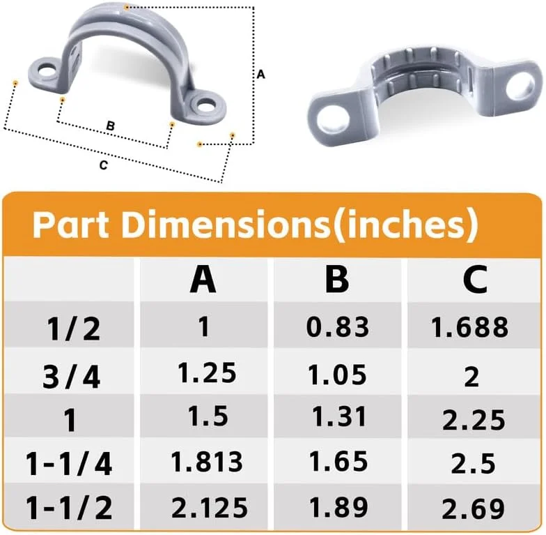 بست لوله پی وی سی Wocloer سایز 1-1/4 اینچ، بست لوله دو سوراخه، اتصالات بست لوله برق ضد مایع (بسته 10 عددی) بست لوله پی وی سی Wocloer سایز 1-1/4 اینچ، بست لوله دو سوراخه، اتصالات بست لوله برق ضد مایع (بسته 10 عددی)