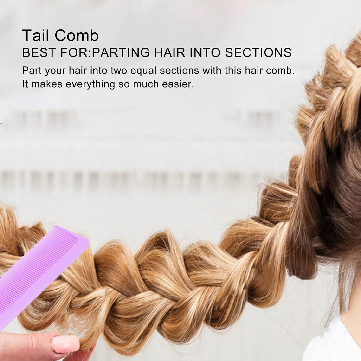 شانه حالت دهنده مو Yuniror، شانه دم باریک آرایشگری فولادی ظریف برای آرایش مو (بنفش)