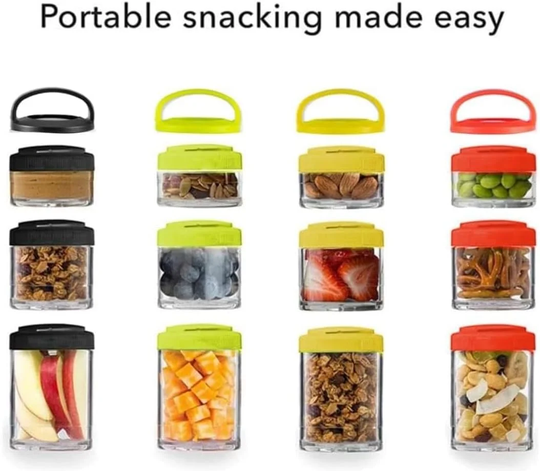ظرف اسنک قابل انباشت EBIFY، ظرف غذای قابل حمل با درب | ظرف نگهداری مواد غذایی قفل چرخشی برای اسنک، آجیل، نوشیدنی، میوه، آبنبات، سازمان دهنده اسنک پلاستیکی برای ناهار مدرسه کودکان (سفید)