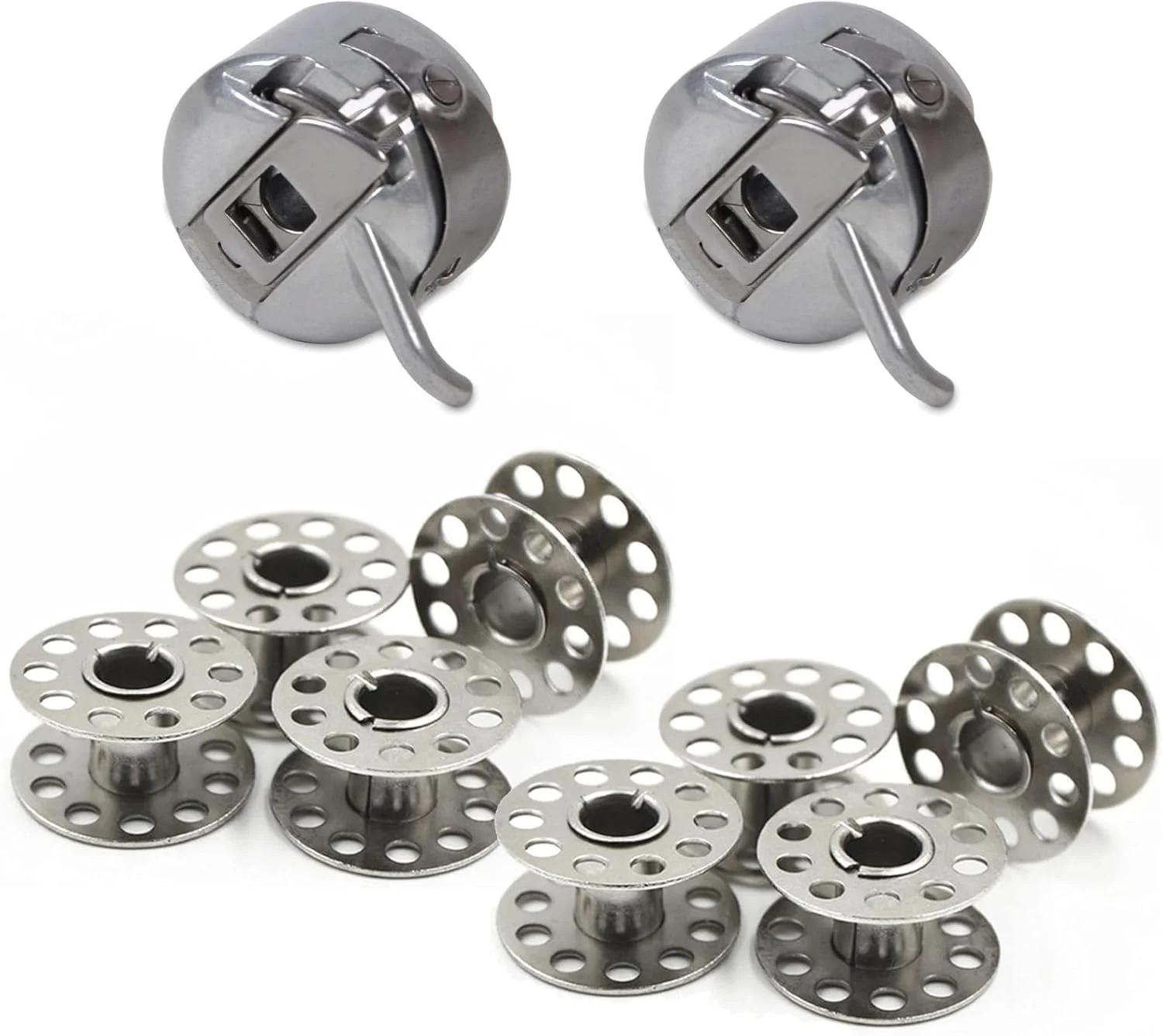 جعبه ماسوره 2 عددی Kjzeex به همراه 8 ماسوره فلزی - مناسب برای چرخ خیاطی های خانگی سینگر، برادر، ژانومه، تویوتا، نیو هوم و غیره