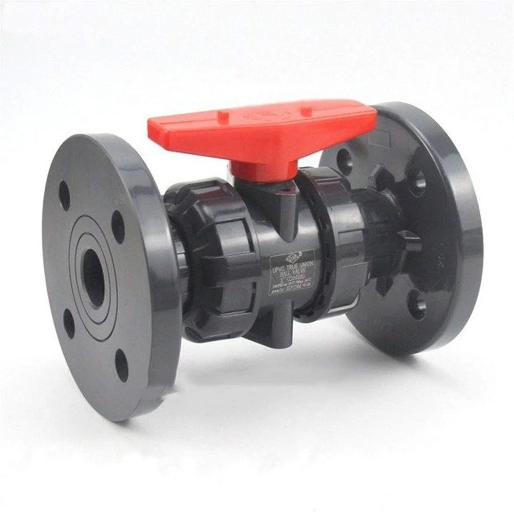PEHUB garden accessories 1pc 1/2"~4"(DN15~DN100) UPVC Flange Ball Valve Industrial Water Treatment PVC Pipe Valve Garden Water Pipe Connector Union Joint For garden (Color : Grey, Size : 1 Inch (DN2