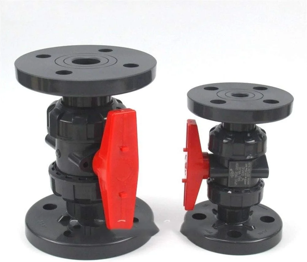 اتصالات باغبانی PEHUB، یک عدد شیر توپی فلنج UPVC 1/2"~4" (DN15~DN100)، شیر لوله پی وی سی تصفیه آب صنعتی، اتصال لوله آب باغبانی، اتصال یونیون برای باغ (رنگ: خاکستری، اندازه: 1 اینچ (DN2