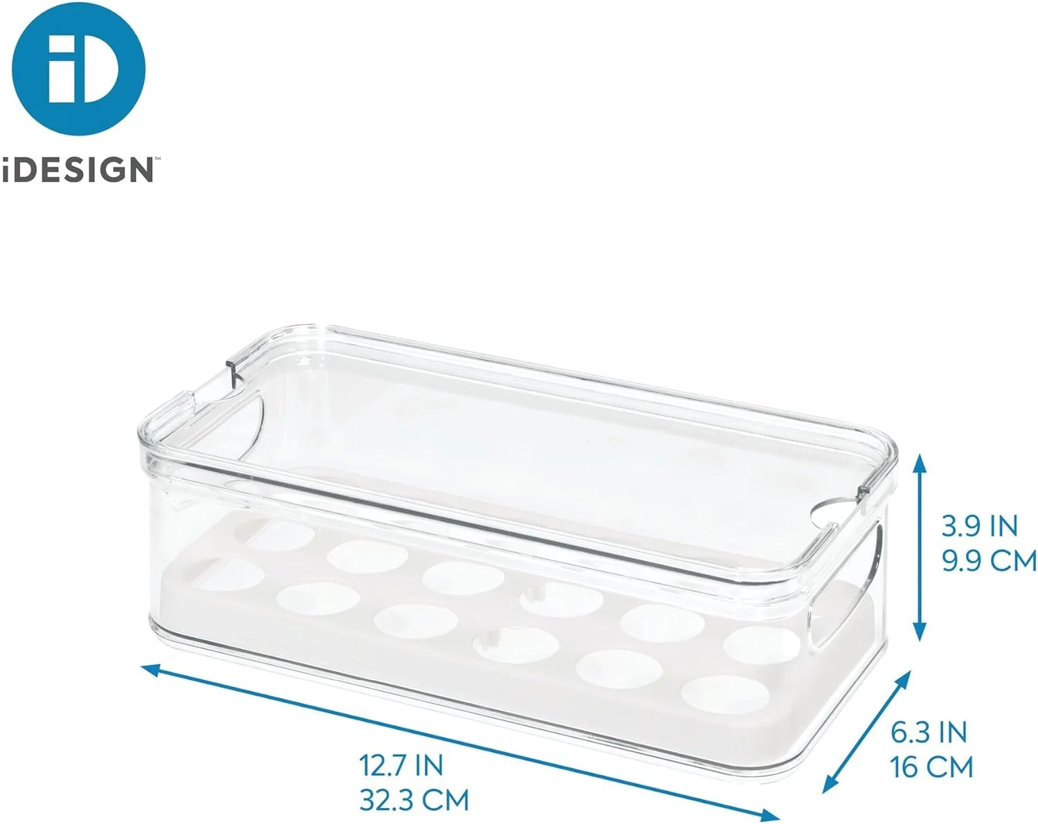 ظرف نگهداری تخم مرغ داخل یخچال و کابینت iDesign Crisp، قابل چیدن، شفاف/سفید، Id71650Es