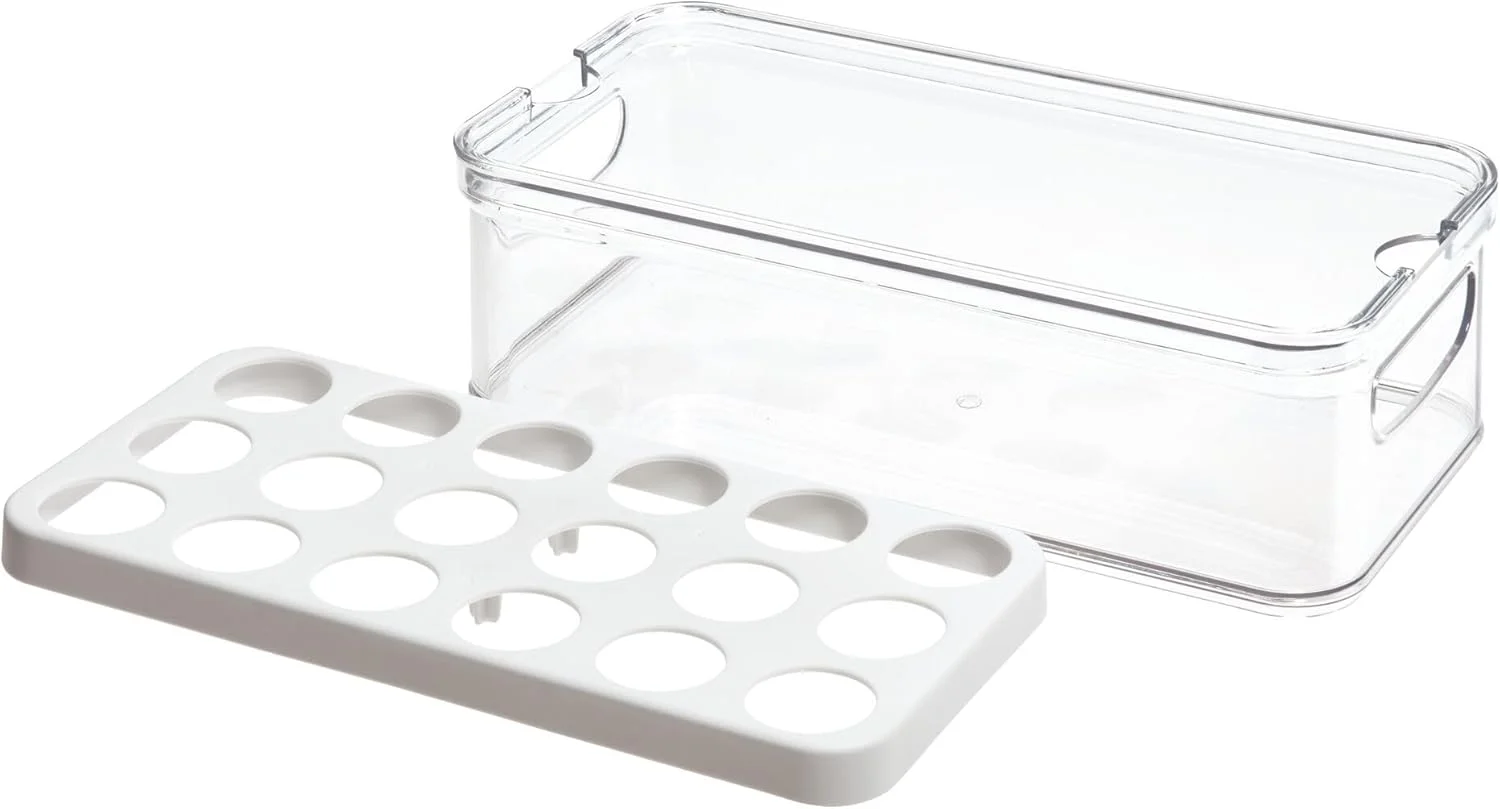 ظرف نگهداری تخم مرغ داخل یخچال و کابینت iDesign Crisp، قابل چیدن، شفاف/سفید، Id71650Es