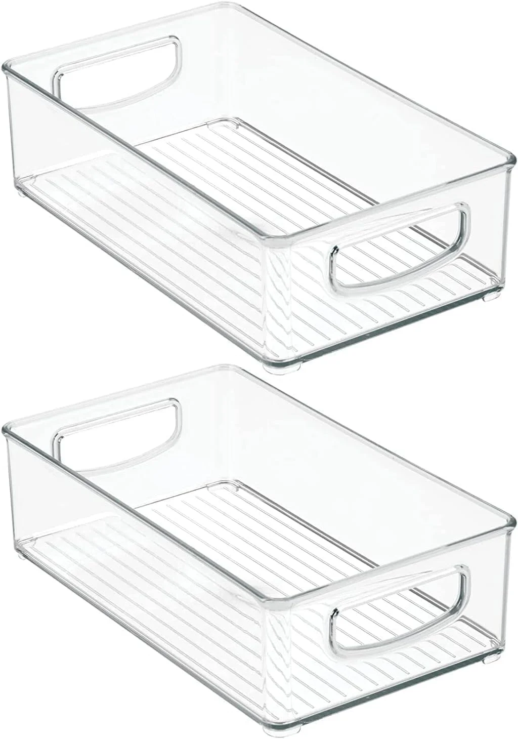 ارگانایزر یخچال اکرلیک قابل انباشت، ظروف محکم برای نگهداری مواد غذایی در انبار و یخچال با دستگیره | مناسب برای حمام، کابینت آشپزخانه، انبار، سازماندهی خانه | بزرگ | بسته 2 عددی