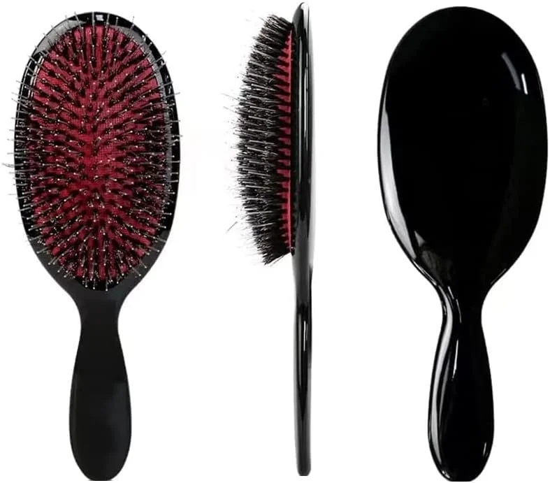 برس مو بزرگ ALANX با پین نایلونی نرم، برس باز کننده گره مو، برس مو روزانه برای زنان، مردان یا کودکان با موهای نازک تا ضخیم مجعد، برس مو برای باز کردن گره، رفع وز، توزیع روغن (مشکی)