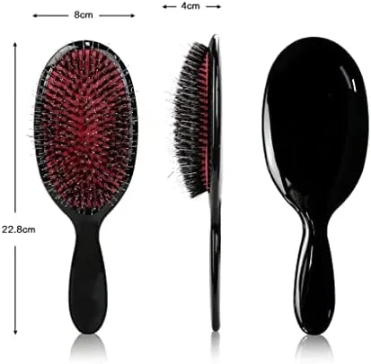 برس مو بزرگ ALANX با پین نایلونی نرم، برس باز کننده گره مو، برس مو روزانه برای زنان، مردان یا کودکان با موهای نازک تا ضخیم مجعد، برس مو برای باز کردن گره، رفع وز، توزیع روغن (مشکی)