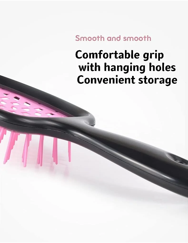 برس مو باز کننده گره ALANX، شانه ماساژ فر، برس باز کننده گره مو برای زنان، دختران و کودکان برای موهای خیس، خشک، نازک، مجعد، ضخیم و بلند (مشکی/مشکی)