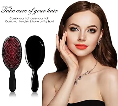 برس مو بزرگ ALANX با پین نایلونی نرم، برس باز کننده گره مو، برس مو روزانه برای زنان، مردان یا کودکان با موهای نازک تا ضخیم مجعد، برس مو برای باز کردن گره، رفع وز، توزیع روغن (مشکی)