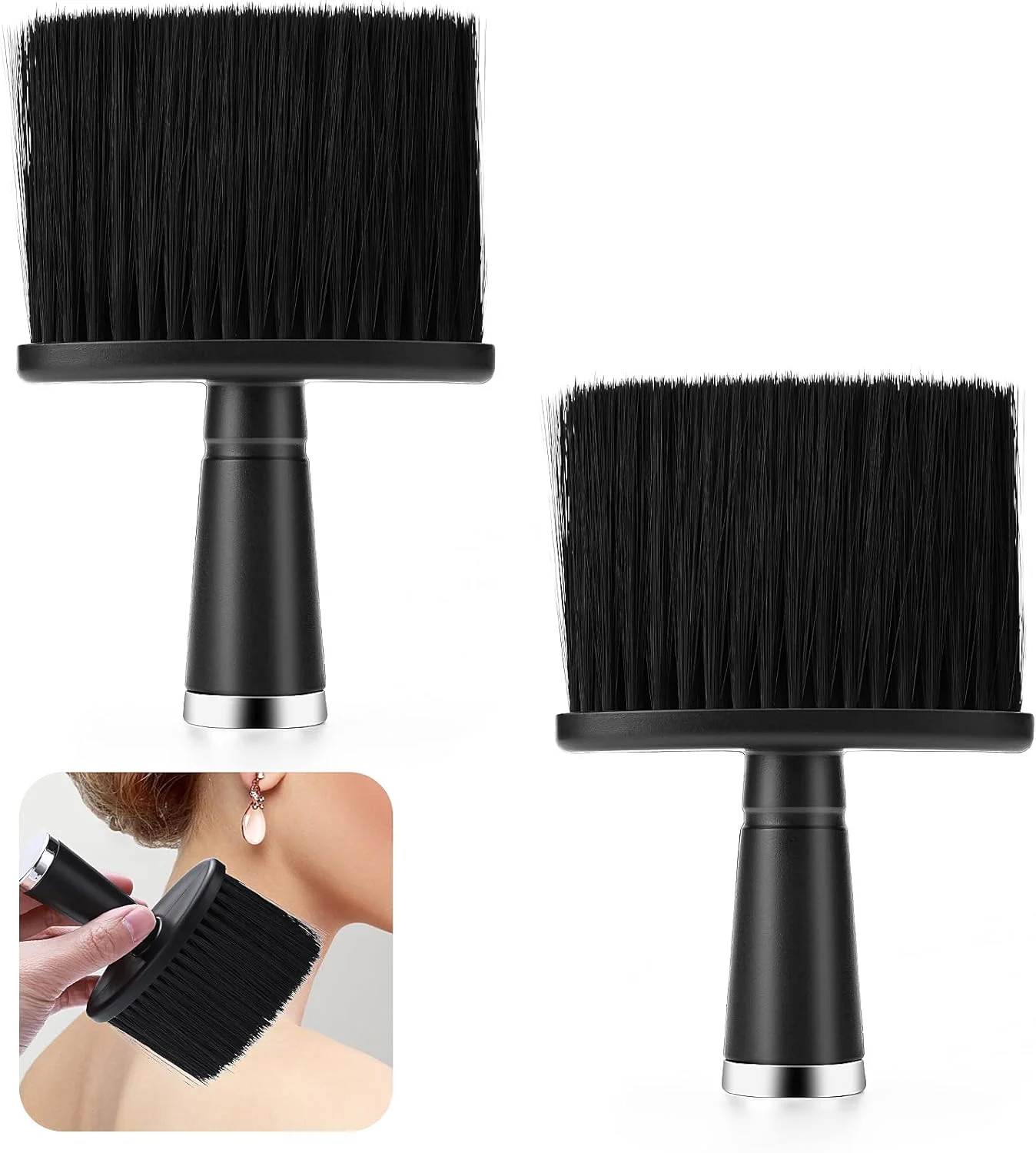 آبیلو برس آرایشگری 2 عددی، برس گردن، برس اصلاح مو، برس نرم گردن، برس گرد و غبار مو، لوازم آرایشگری برای برس زدن موهای اطراف خط گردن و گوش ها