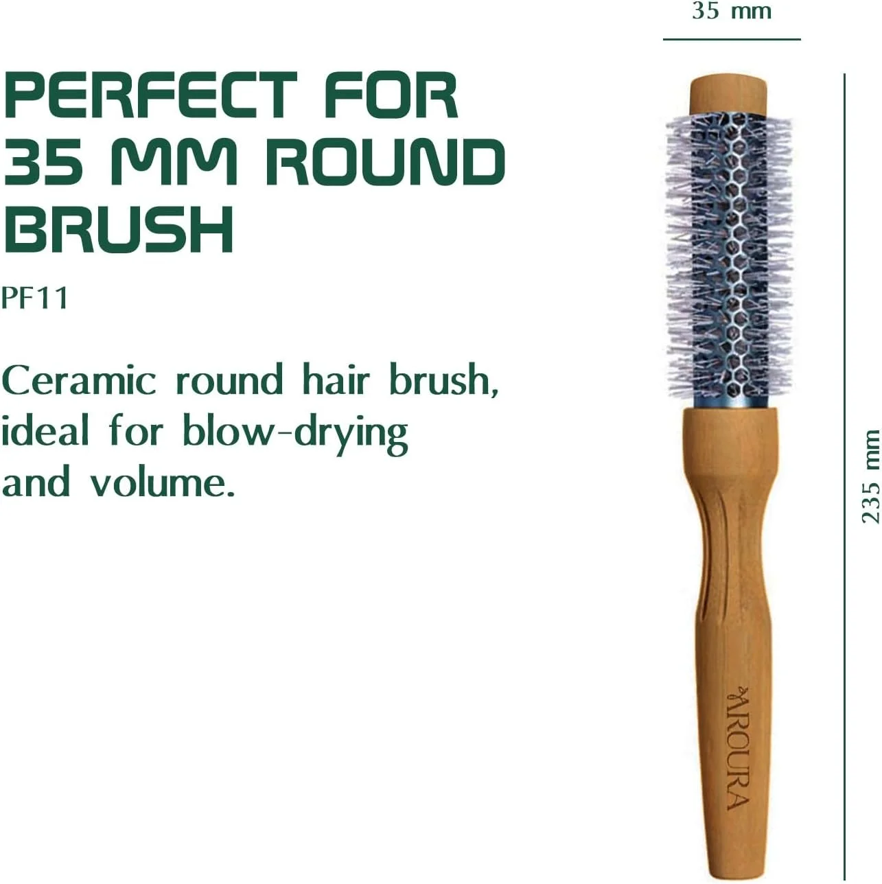 برس سرامیکی گرد کوچک آرورا پریمیوم - 25 میلی متر: برس موی گرد چوبی حرفه ای برای آقایان و خانم ها - برس شانه ای غلتکی مینی، برس ضد الکتریسیته ساکن برای خشک کردن مو برای انواع مو، ایده آل برای آرایشگرها