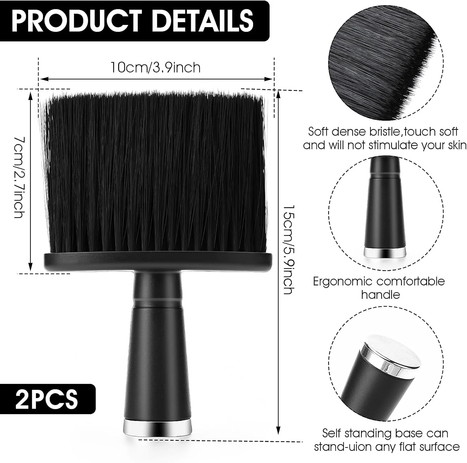 آبیلو برس آرایشگری 2 عددی، برس گردن، برس اصلاح مو، برس نرم گردن، برس گرد و غبار مو، لوازم آرایشگری برای برس زدن موهای اطراف خط گردن و گوش ها