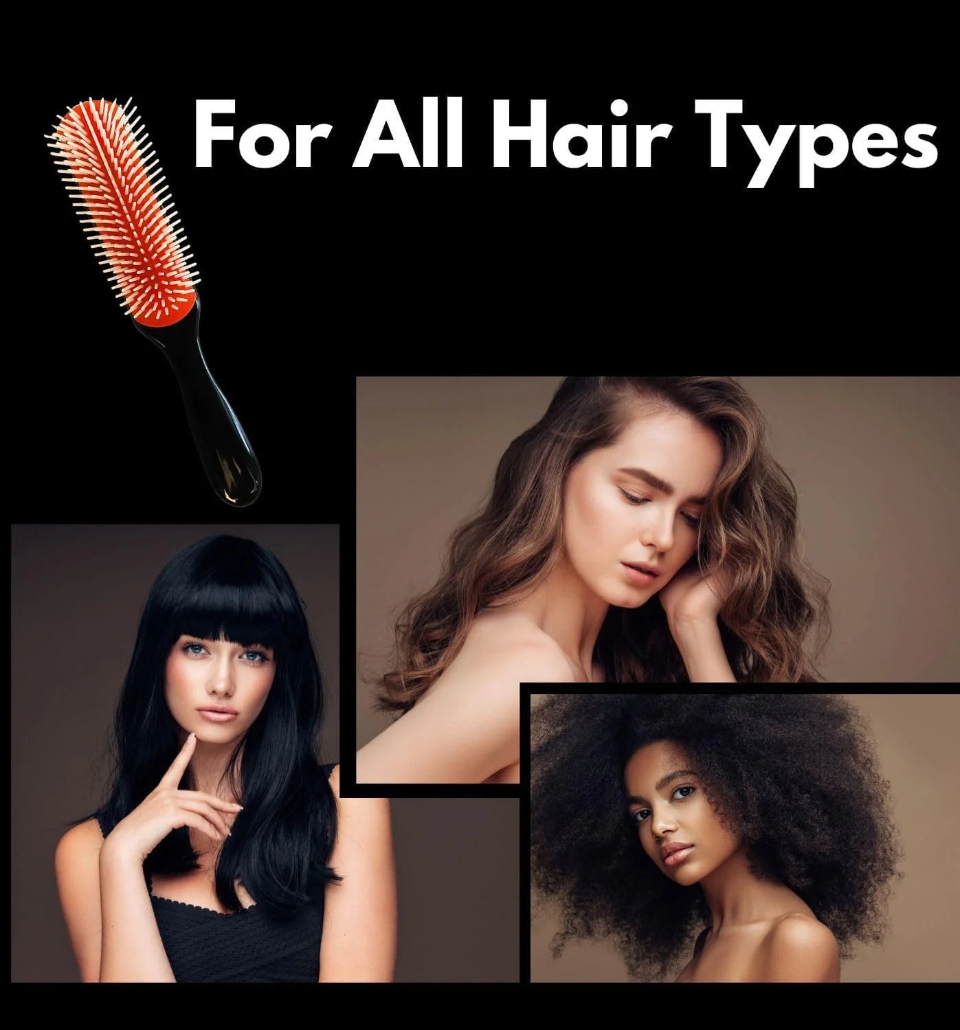 برس مو آداک برای زنان و مردان، مناسب موهای فر، مرطوب یا خشک. برس 9 ردیفه برای باز کردن گره، جدا کردن و حالت دادن مو (HB-2503B)