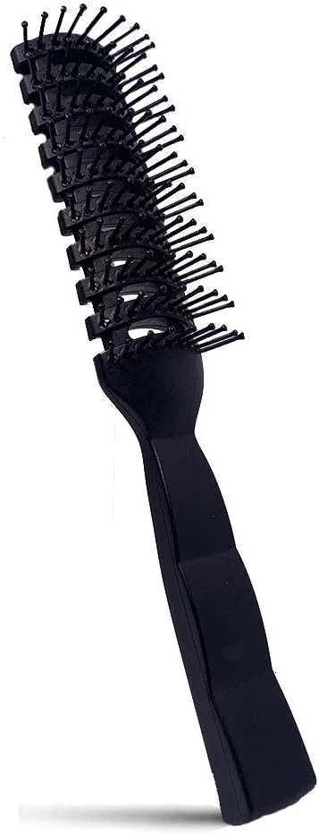 (برس فضایی) - برس مو، برس منفذ دار برای زنان و مردان، برس موی منفذ دار برای خشک کردن با سشوار، موهای خیس یا خشک با موهای نوک توپی، برای موهای کوتاه و صاف مناسب برای مسافرت (برس فضایی)، مشکی، 22 سانتی متر