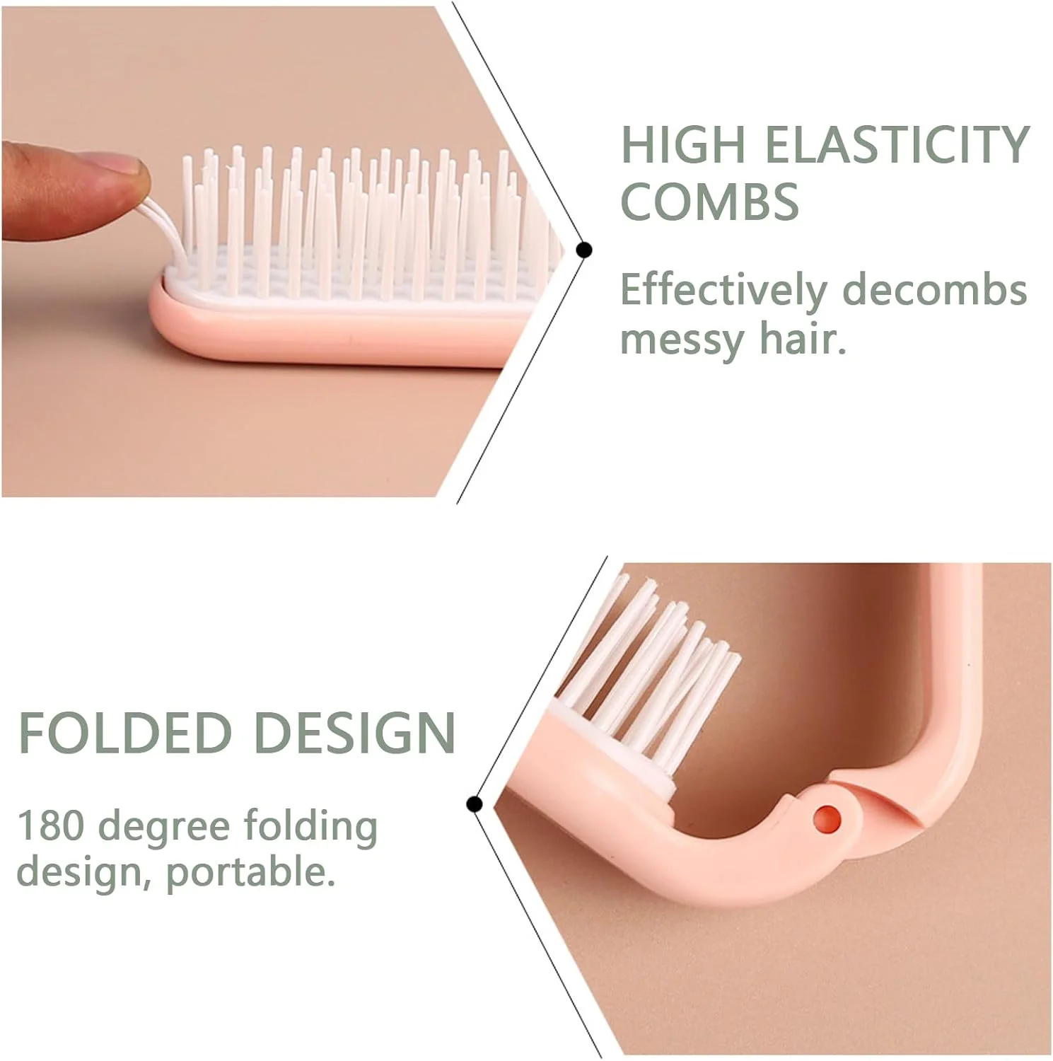 برس موی جیبی دو سر ضد الکتریسیته ساکن، تاشو سبک وزن، برس مسافرتی جمع و جور، برس جیبی تاشو کوچک برای دختران، زنان و مردان (2 عدد)