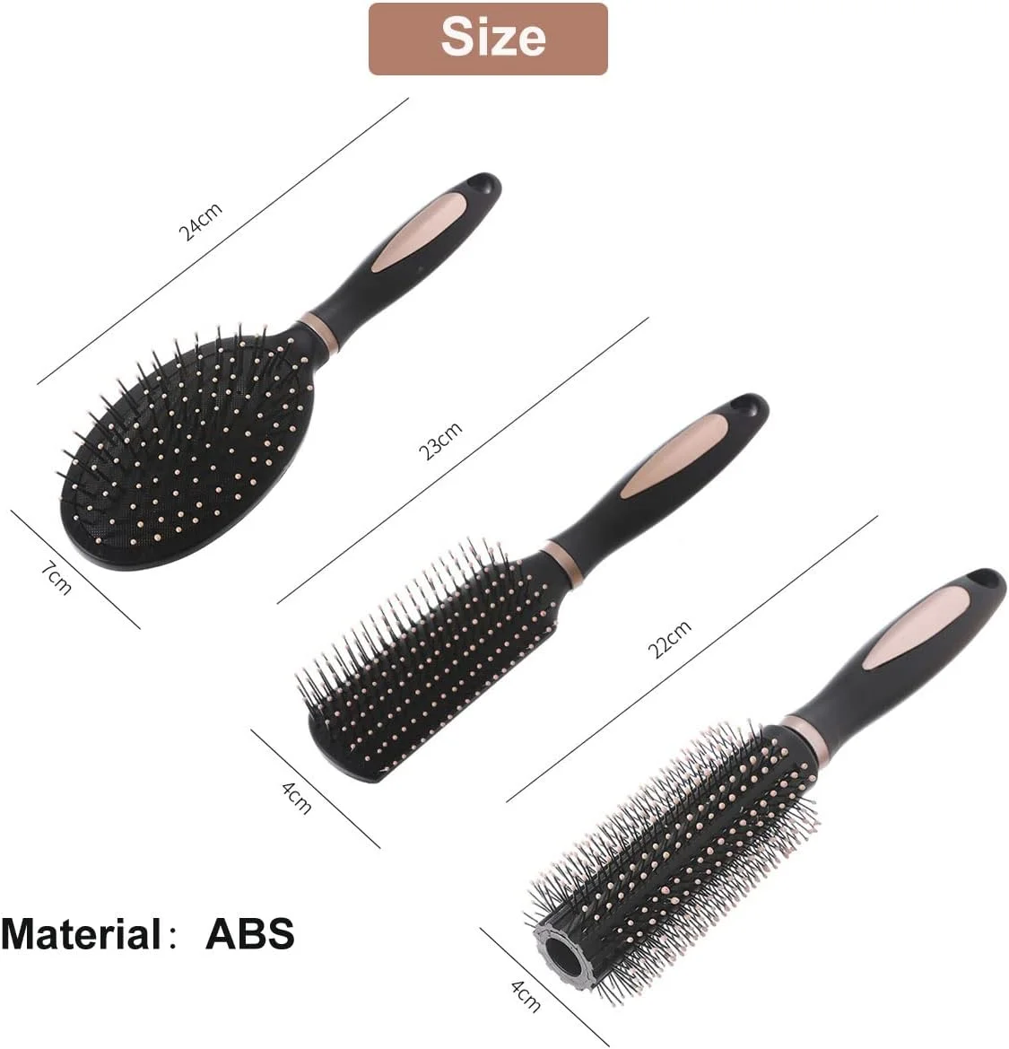 ست برس مویی پارویی 3 عددی، برس باز کننده گره و شانه مو برای آقایان و خانم ها، بدون گره خوردگی، مناسب موهای بلند، ضخیم، نازک، فر و طبیعی (مشکی)