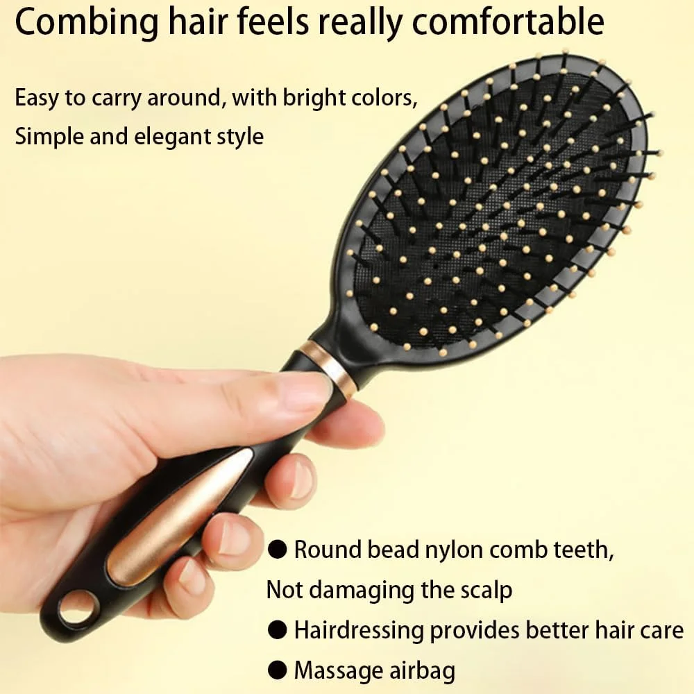 ست 4 عددی برس ماساژ مو شامل برس بیضی، برس گرد، برس مو با بالشتک هوا، برس موی پارویی باز کننده گره مو، مناسب برای زنان و مردان، لوازم سالن و منزل