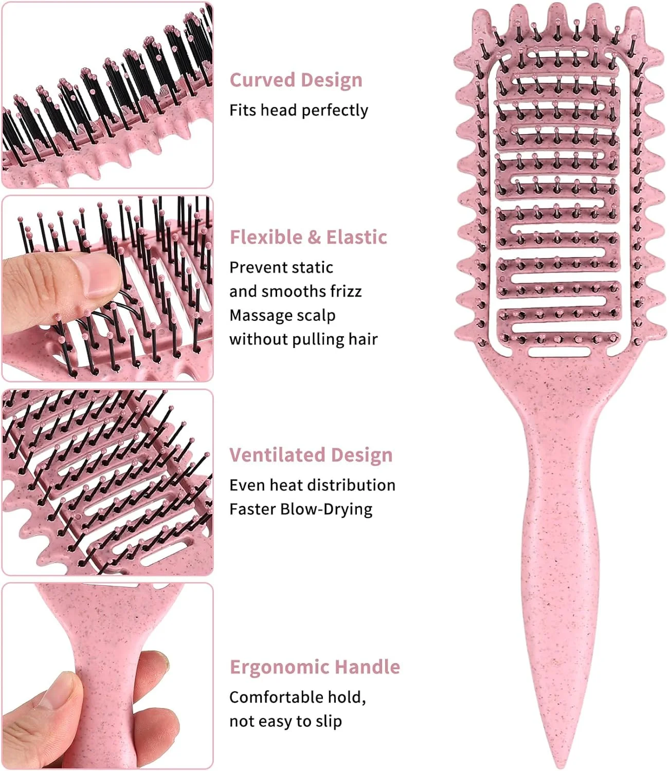 برس مو فرفری 2 عددی، برس حالت دهنده فر، برس تعریف کننده فر، برس باز کننده گره مو، برس باز کننده گره برای موهای فر، برس فر کننده مو، شانه حالت دهنده تعریف کننده فر برای باز کردن گره و حالت دادن، زنانه مردانه