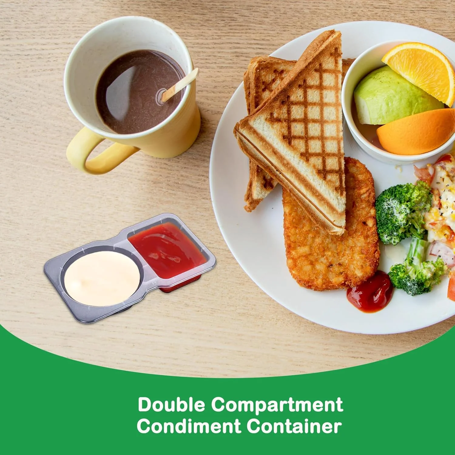 20 عدد ظرف چاشنی یکبار مصرف با درب، ظرف پلاستیکی دو قسمتی برای چاشنی های اندازه مسافرتی، تنقلات، سس غوطه ور